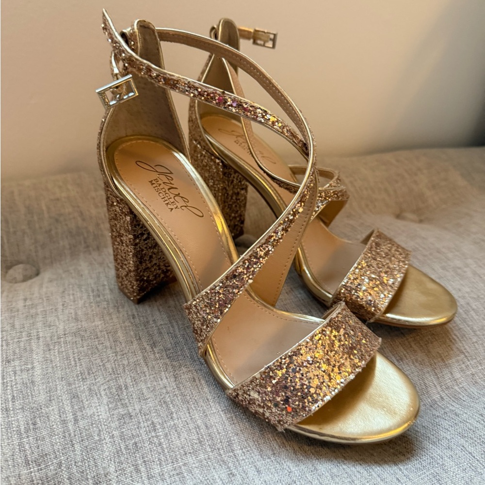 Gold Sparkle Block Heels